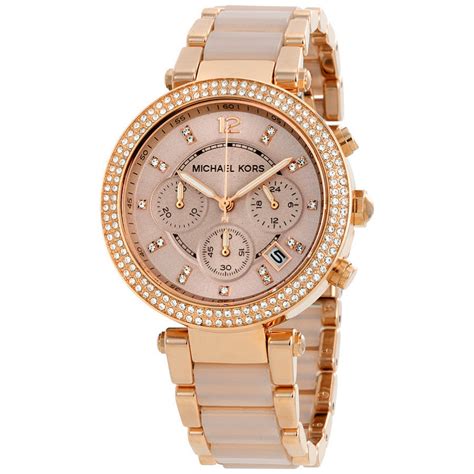 michael kors parker rose gold tone blush watch|Michael Kors parker chronograph.